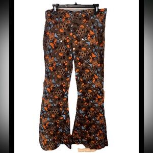 NWOT Kathmandu M Retro Vibes Brown Mushroom Bell bottom Cotton Pants festival